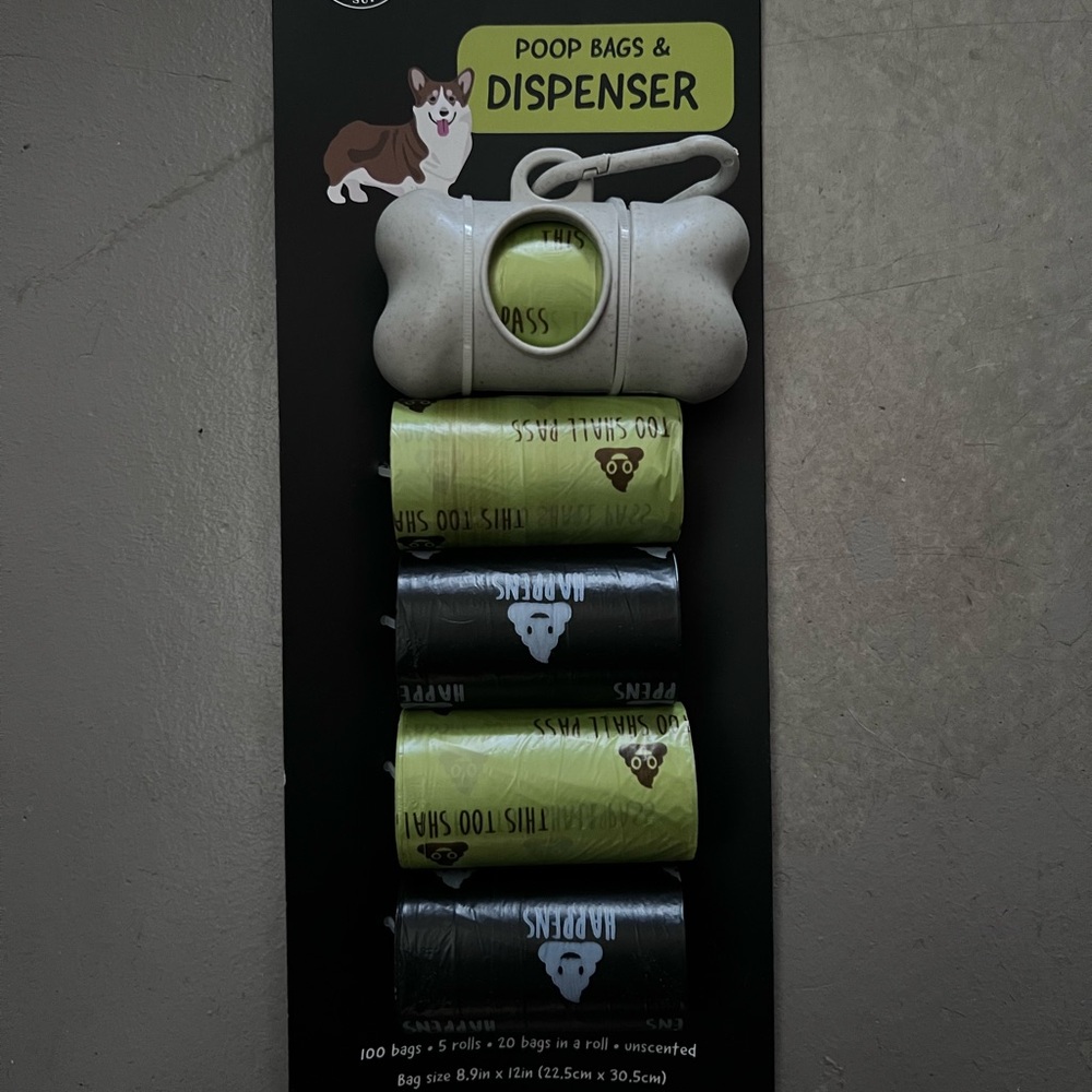 Bone-Shaped Poop Bag Dispenser with Green and Black Bags - 2pack!
